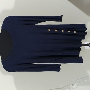 Pink Lily Asymmetrical Navy Blouse